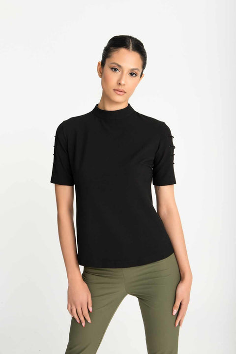 Özel Tasarım Kısa Kol Detaylı Bluz Robs01