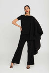 Özel Tasarım Şal Omuzlu Özel Kumaşlı Kısa Kol Kadın Bluz Royal01
